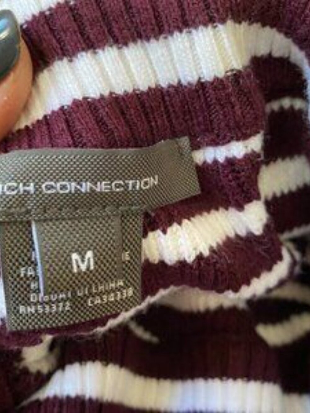 french Connection BNWT Cowl Stripe Ribbed Sweater - Picture 9 of 12